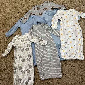 6 Adorable Newborn Sleep Gowns with Mitten Cuffs
